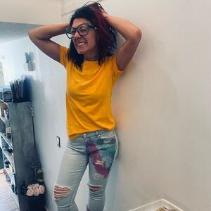 Size 28 Custom Painted Kendall & Kylie Distressed Denim Skinny Jeans